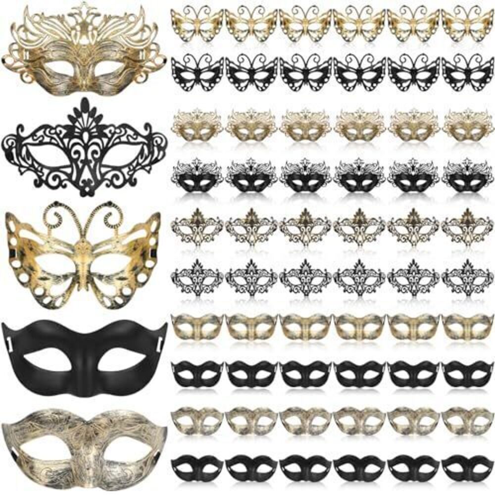 8022 60 Pcs Halloween Masquerade Mask Bulk Vintage Antique Masks Adults